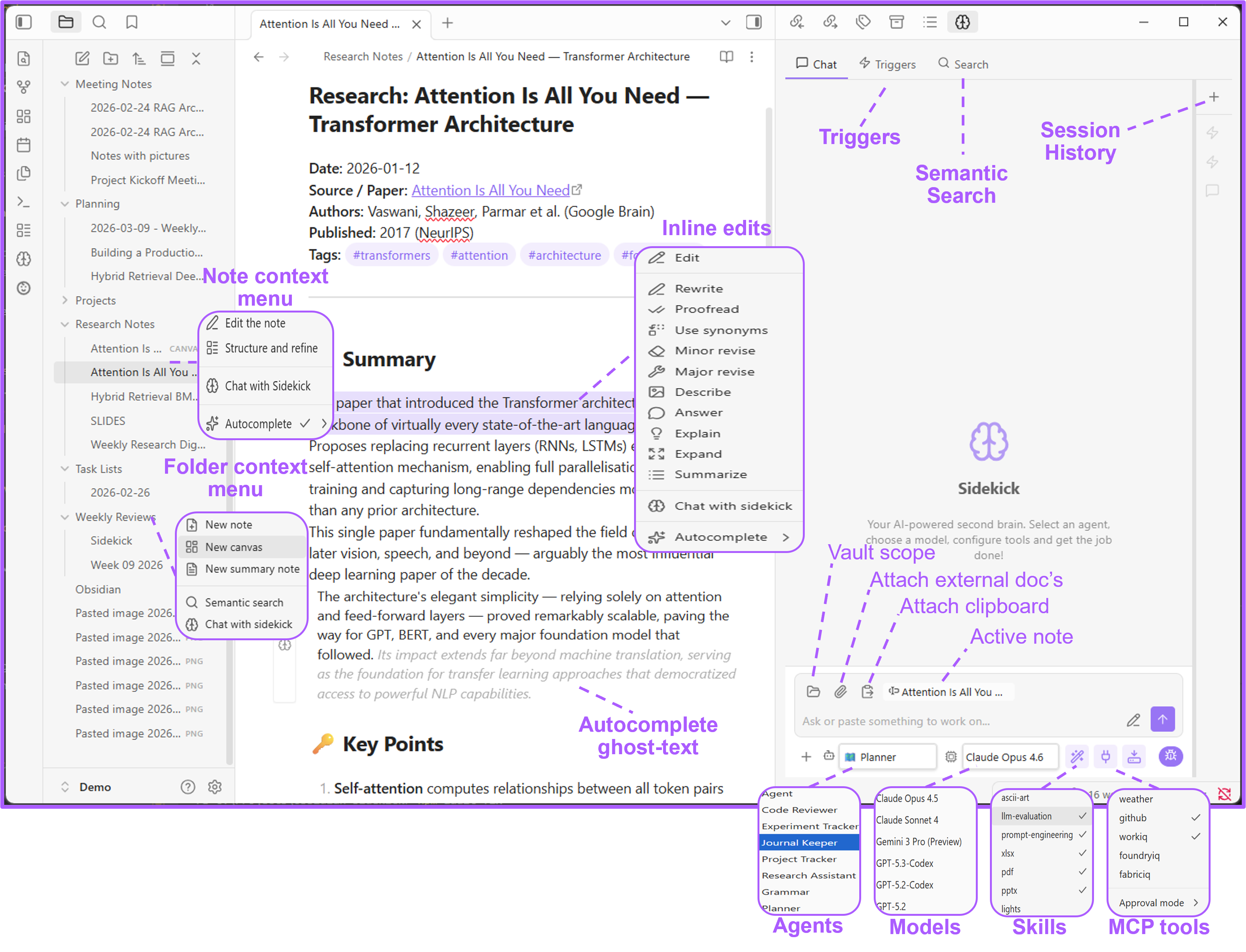 Obsidian Sidekick Screenshot