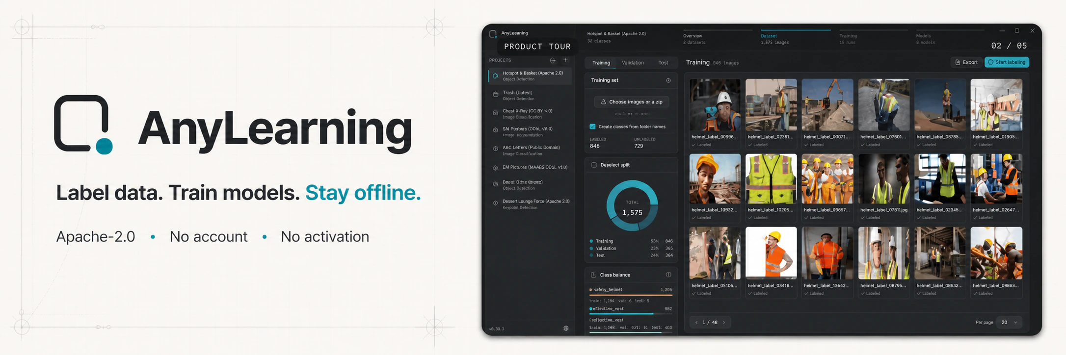 AnyLearning — open-source, offline data labeling and local model training