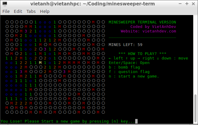 c++ simple minesweeper game