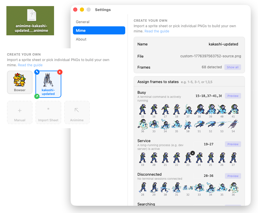 One-click import and export of custom Mimes