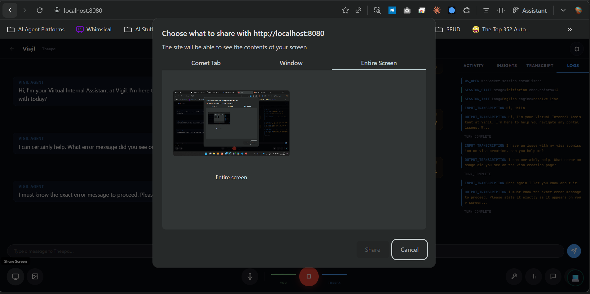Screensharing Option