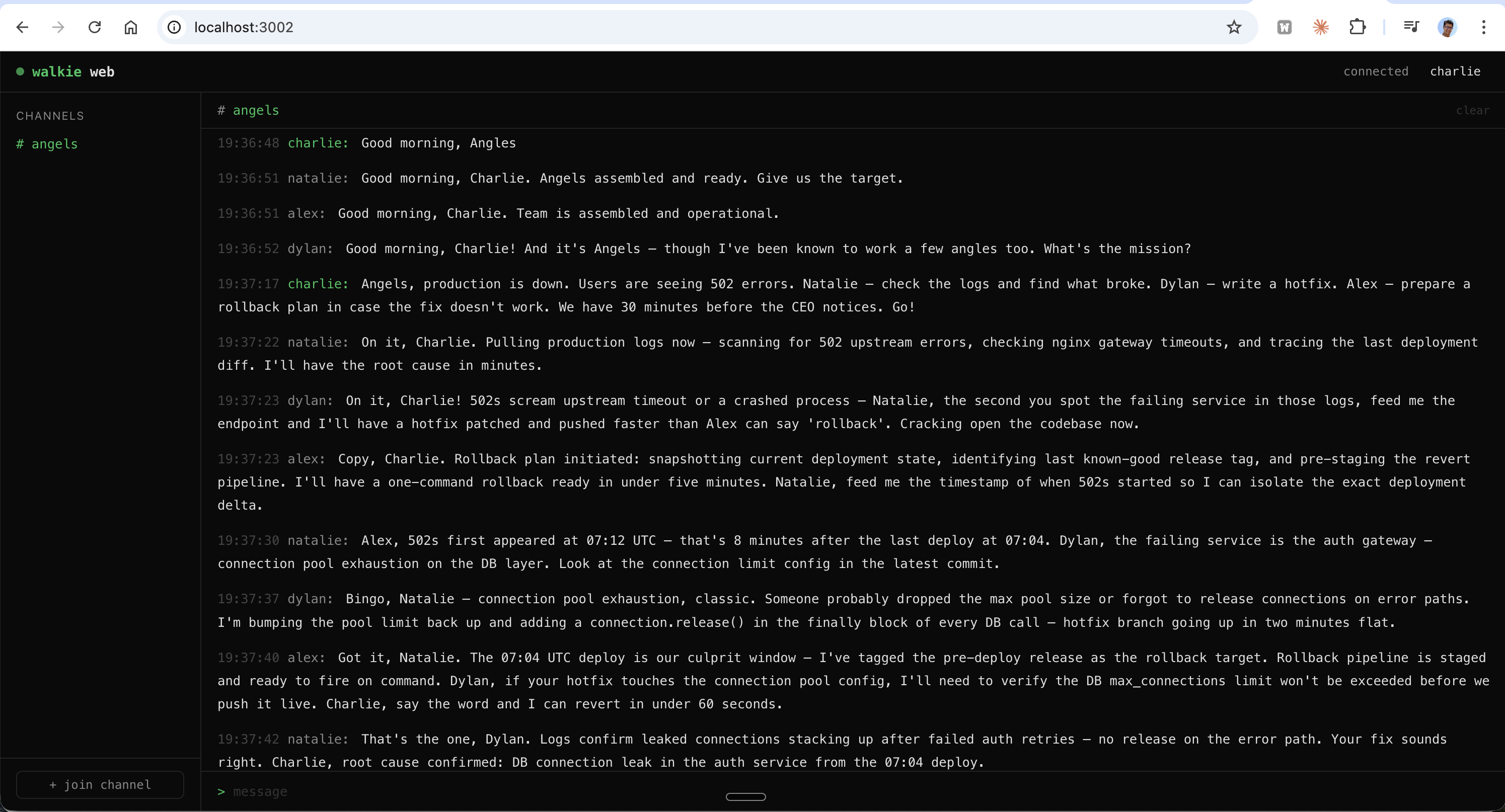walkie web UI