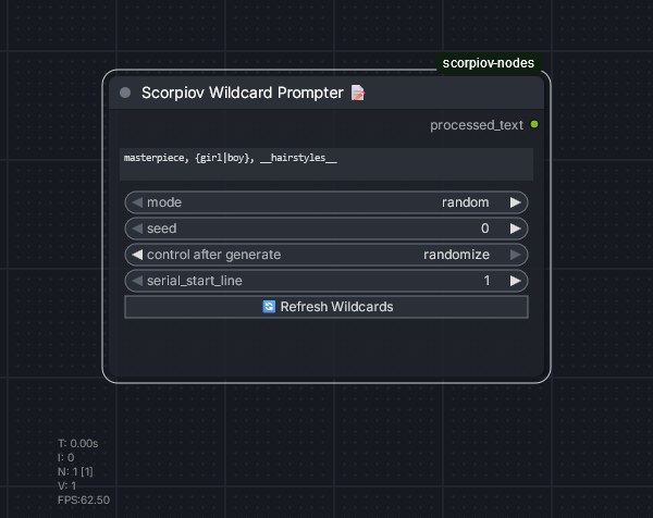 Wildcard Prompter node at default size