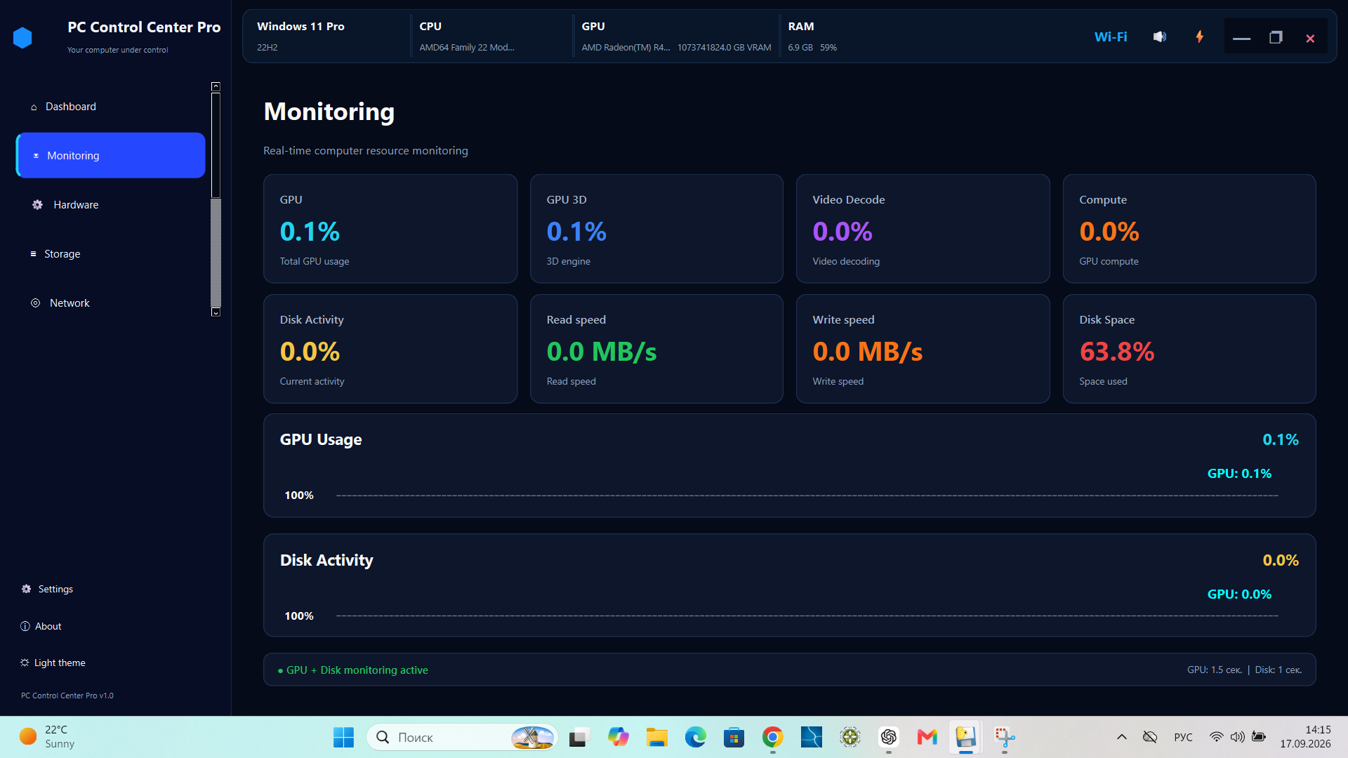 PC Control Center Pro - Monitoring