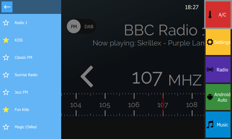 Radio stations list drawer