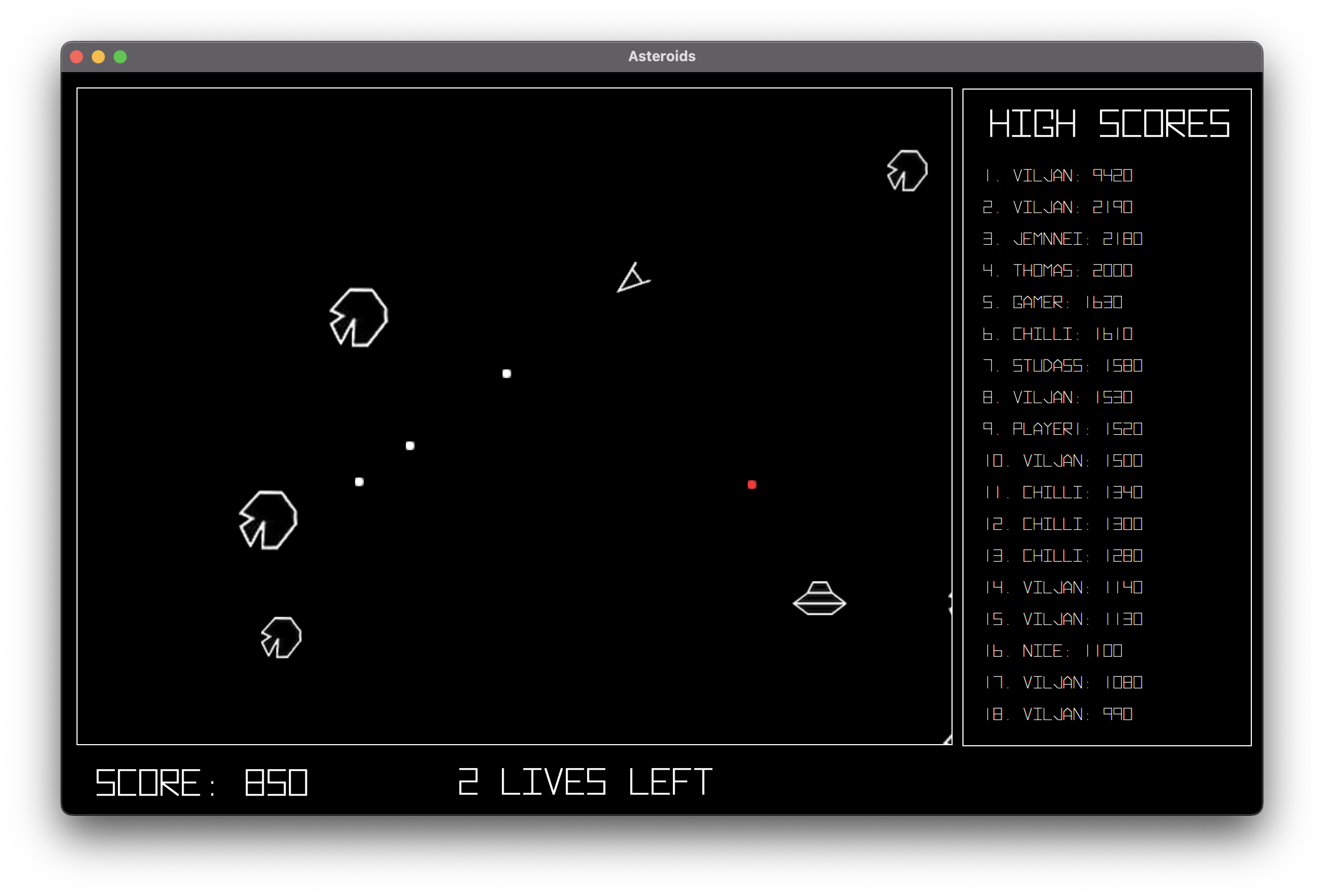 Asteroids game