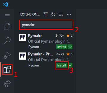 Install pymakr