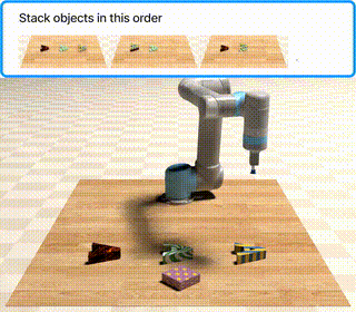 Task follow_order: robot watches a multi-frame video demo and replicates the action sequence in the correct order