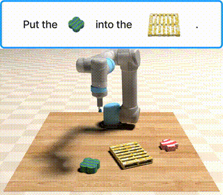 Task visual_manipulation: robot analyzes the prompt image to identify the target object and destination — live execution in the PyBullet tabletop environment