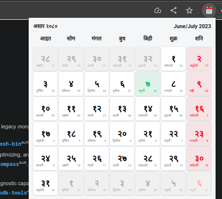 nepali calendar extension