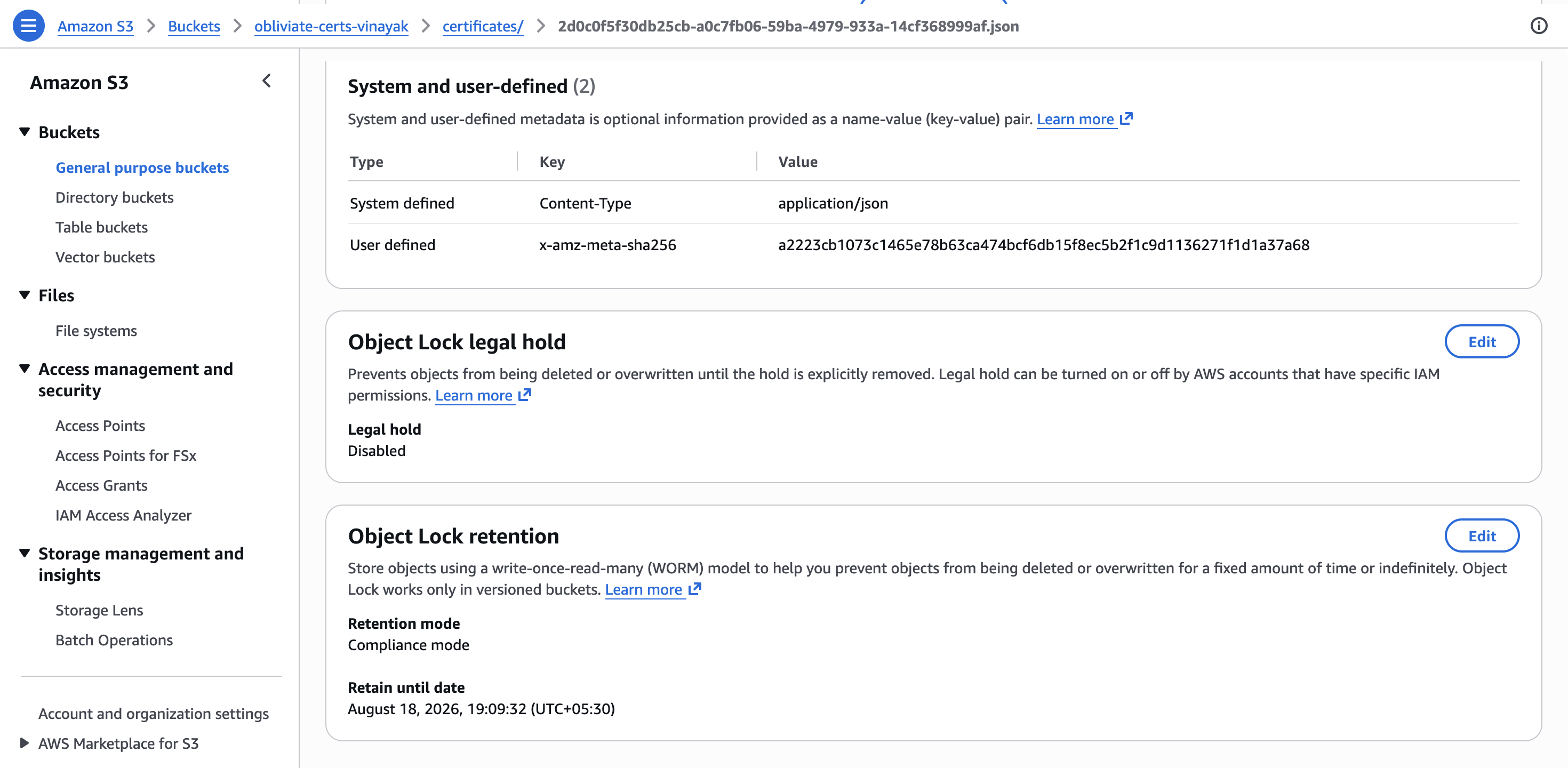 S3 Object Lock — Compliance
