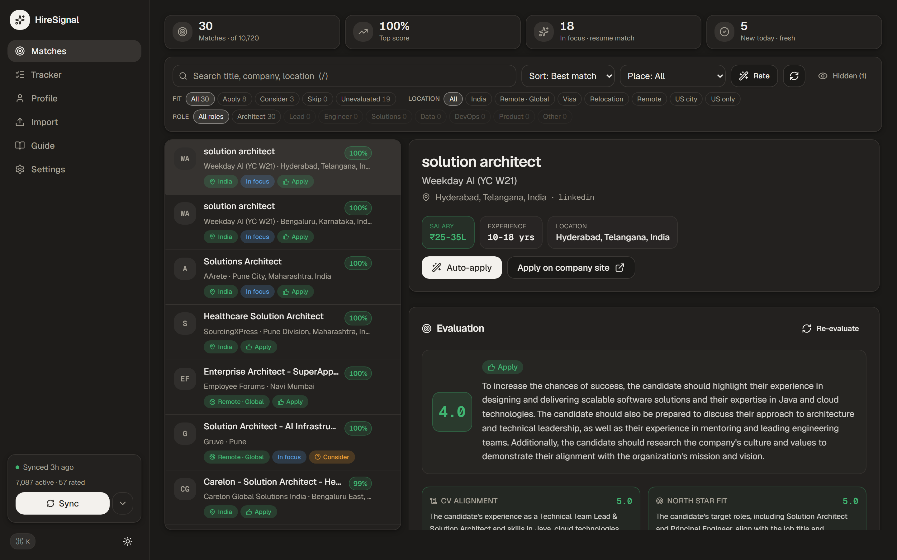 HireSignal dashboard