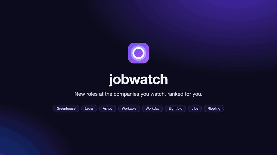 jobwatch: watch boards, rank by fit, ask about your jobs, track applications, prep for interviews