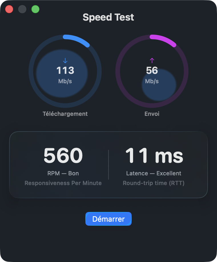NetCheck Speed Test results