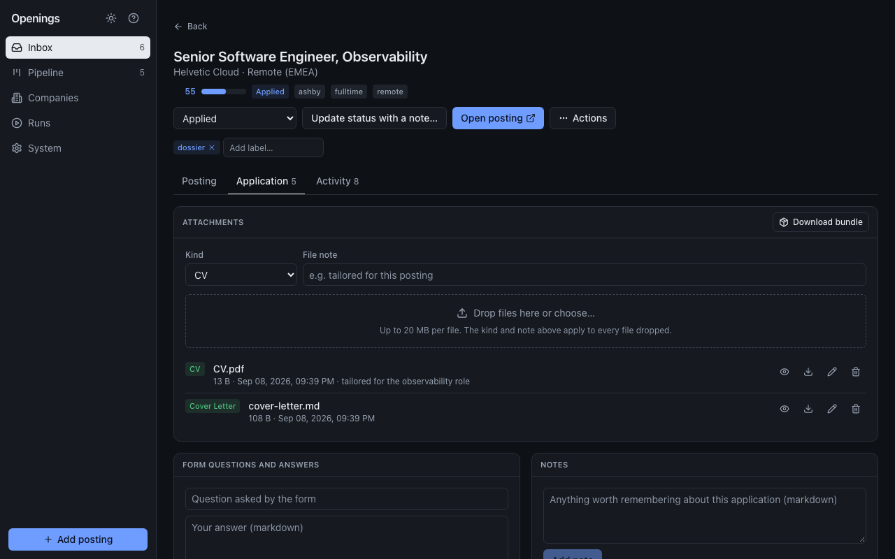 Job page