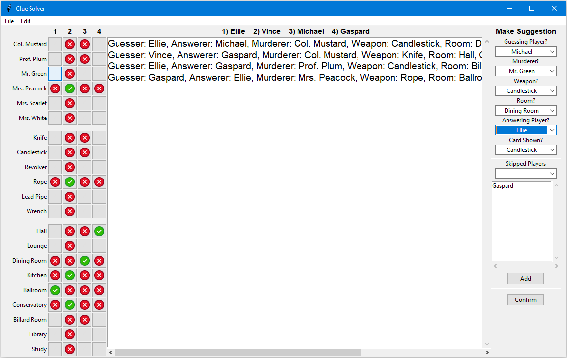 GitHub - larashores/ClueSolver: C++ and Python library and GUI for ...