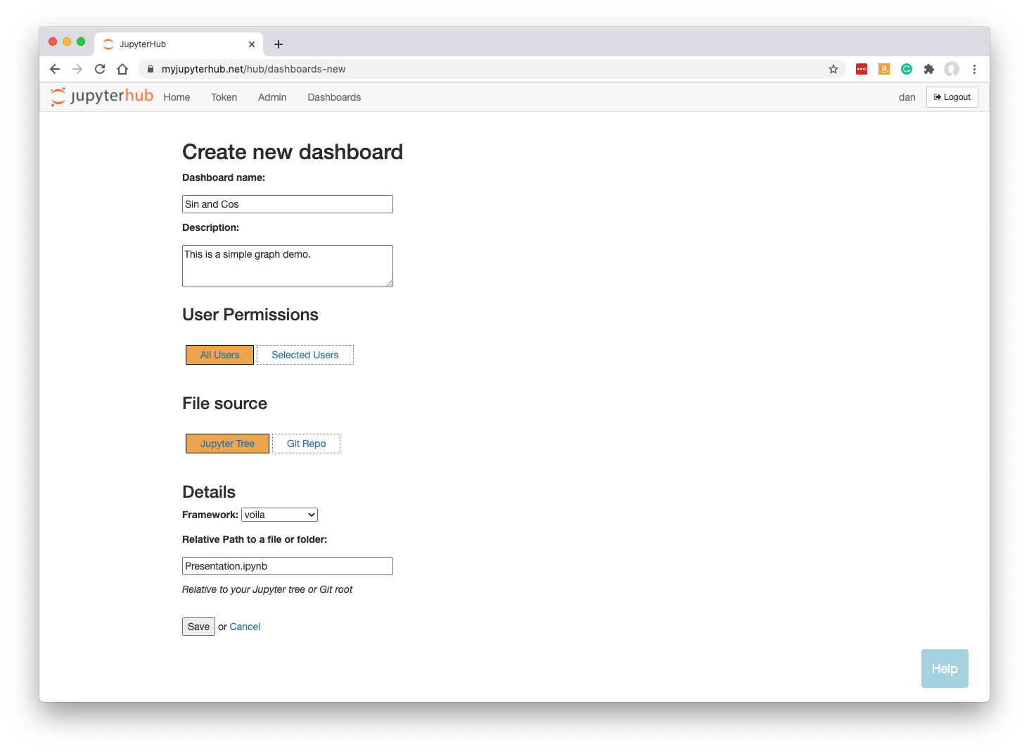 Create New Dashboard