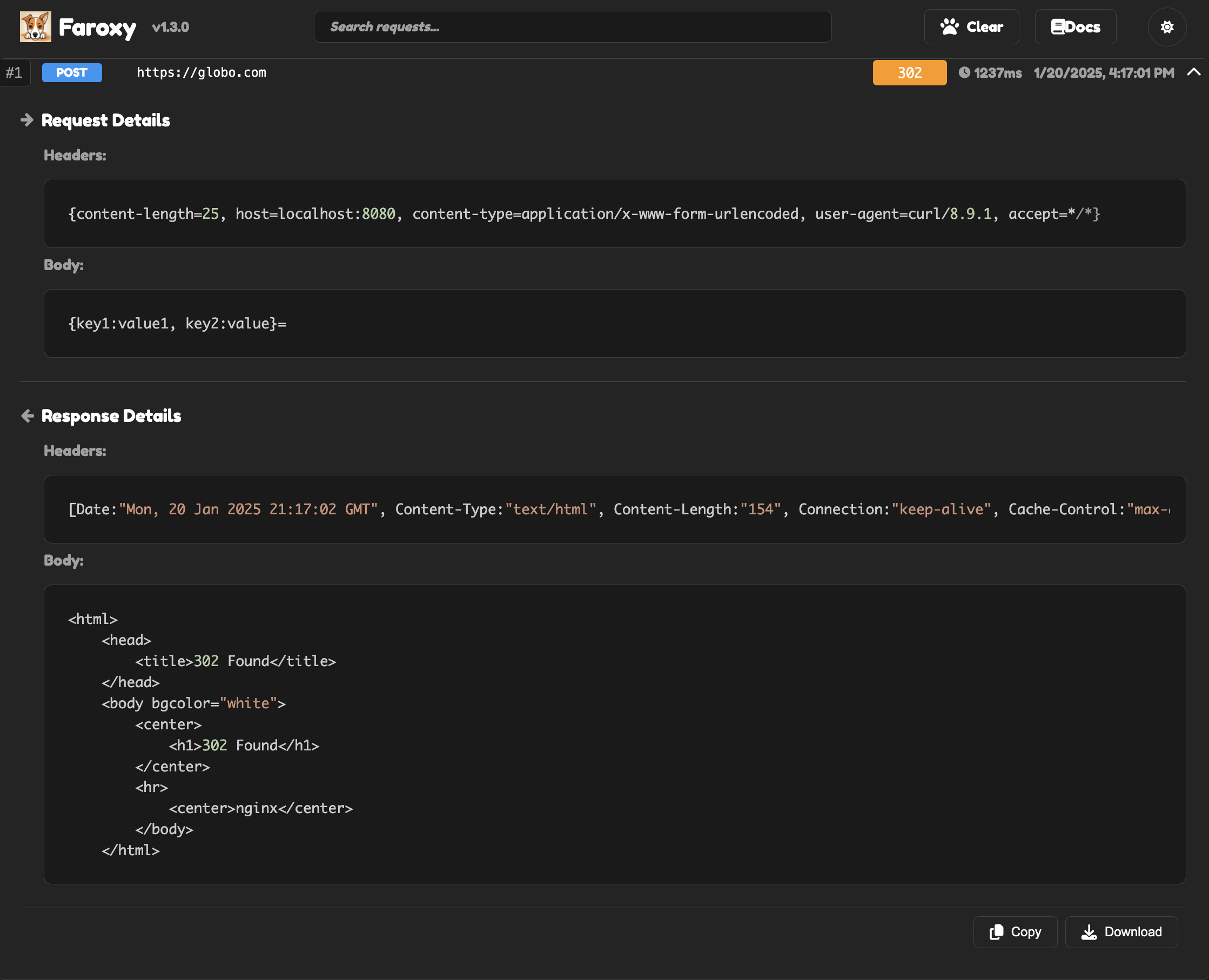 Faroxy Web Interface