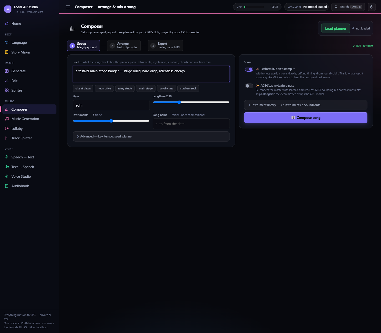 Composer set up
