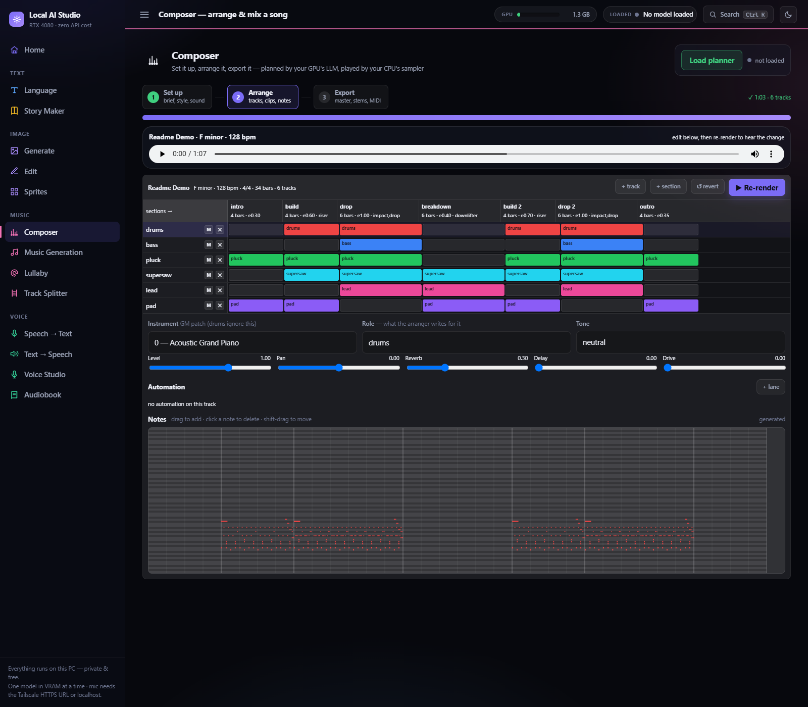 Composer arrange inspector