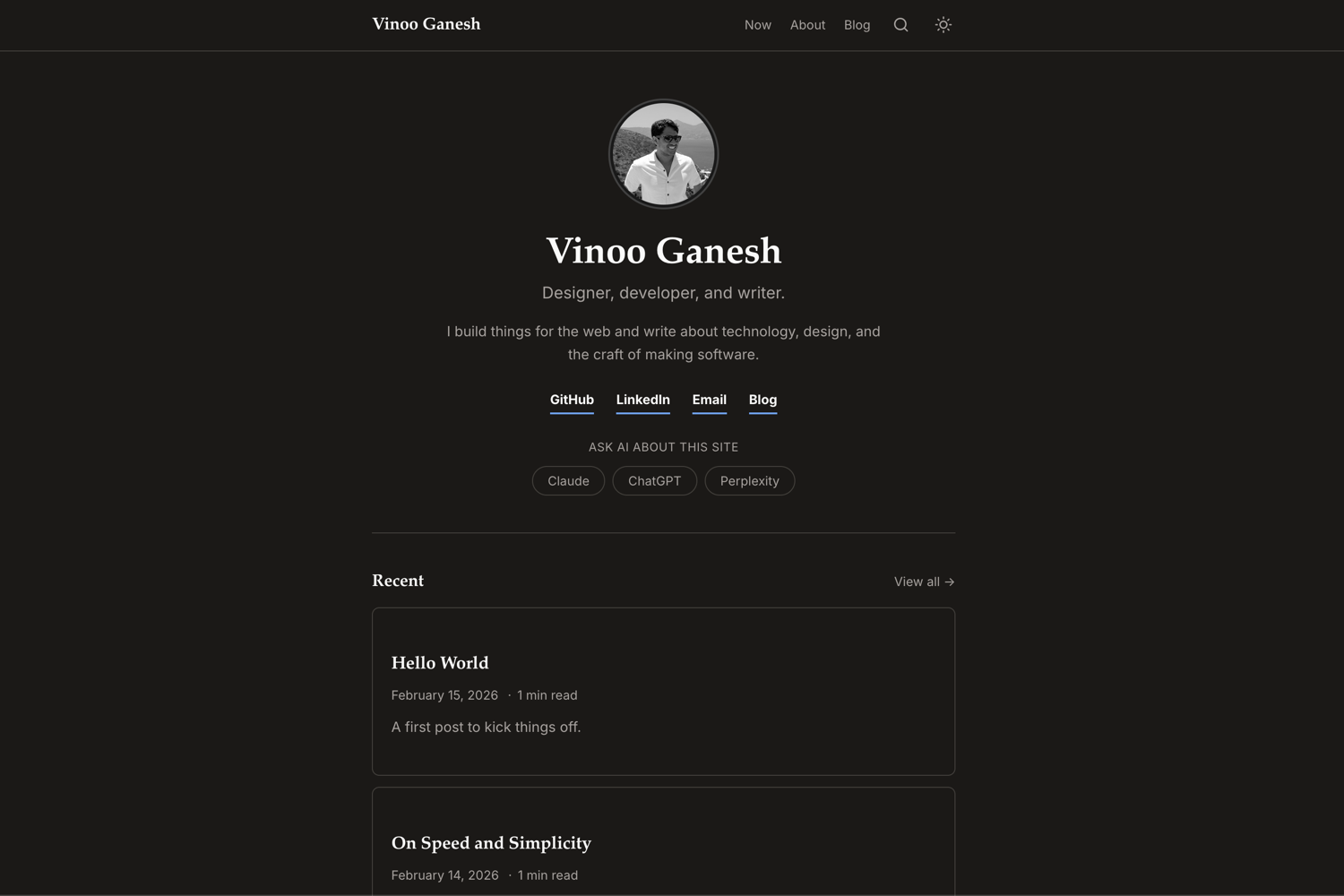 Ink theme — dark mode