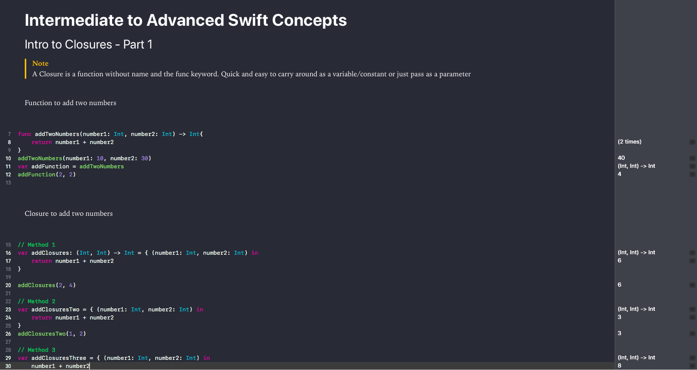 Screenshot of Swift Playground