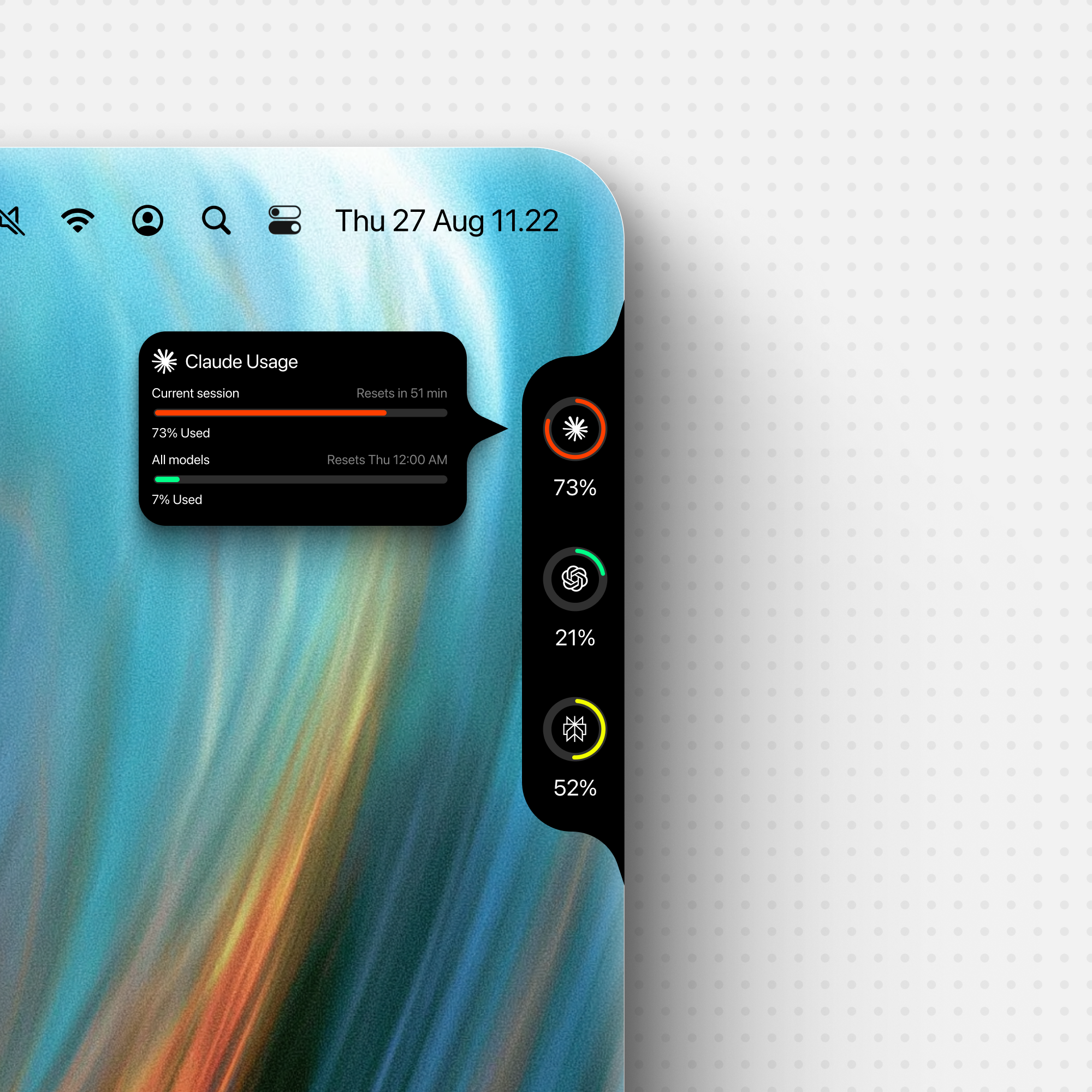 你的 macOS 编程助手使用仪表盘:实时监控 Claude、Cursor、Codex 等 AI 工具的用量与状态