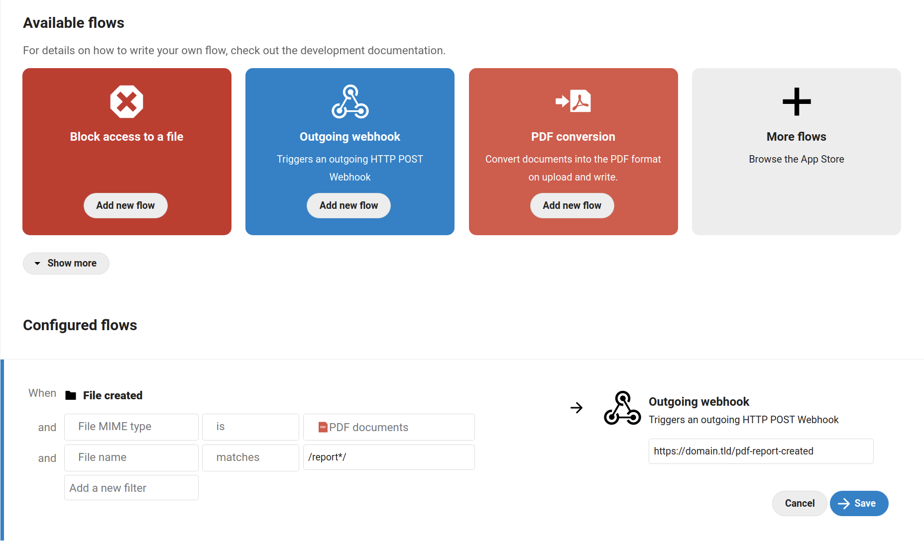 Nextcloud Webhooks Flow integration