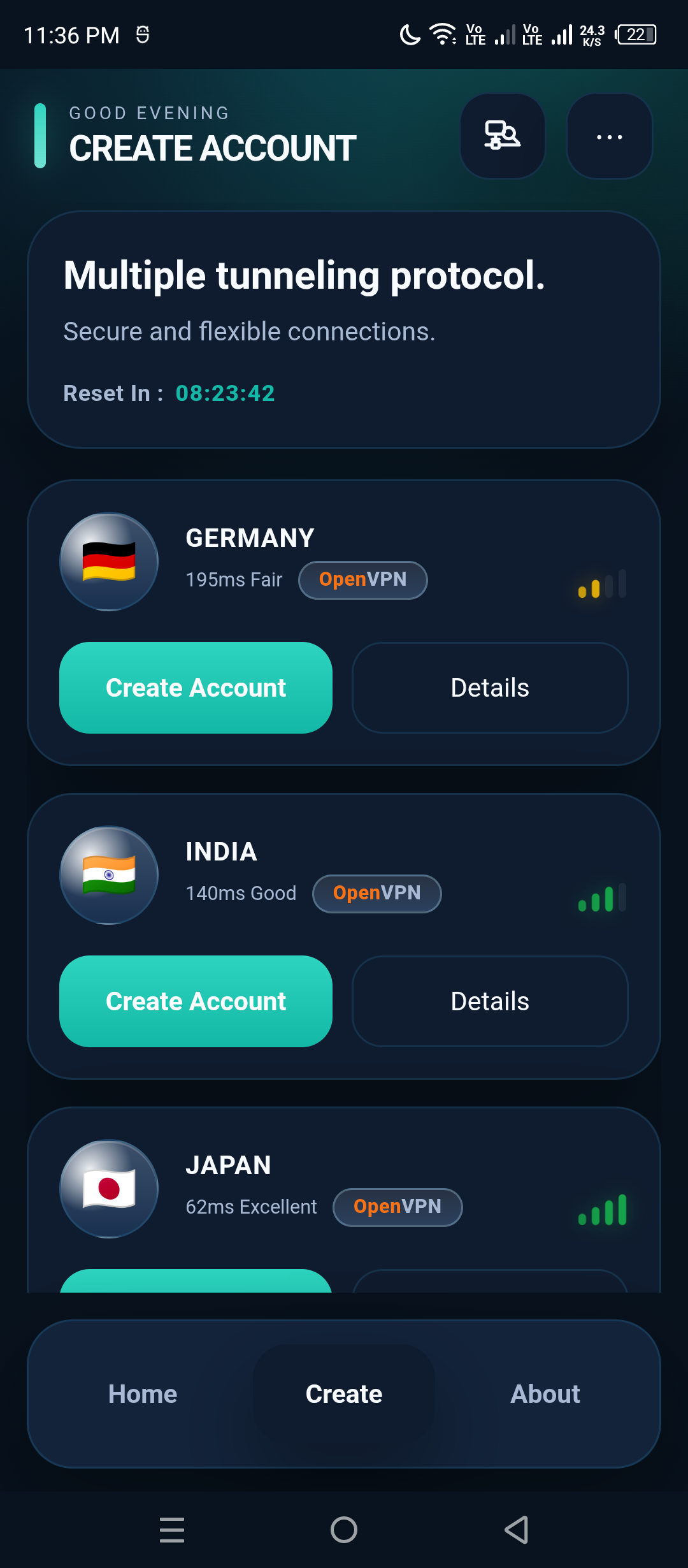 VIPER APP Create screen