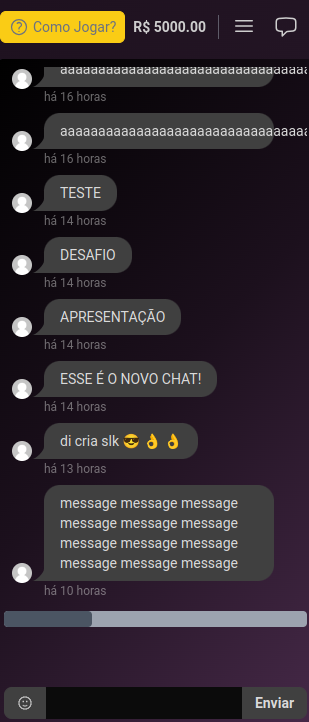 imagem do menu de chat do jogo