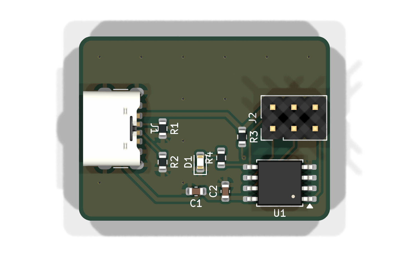 USB-C LED blinker, top view