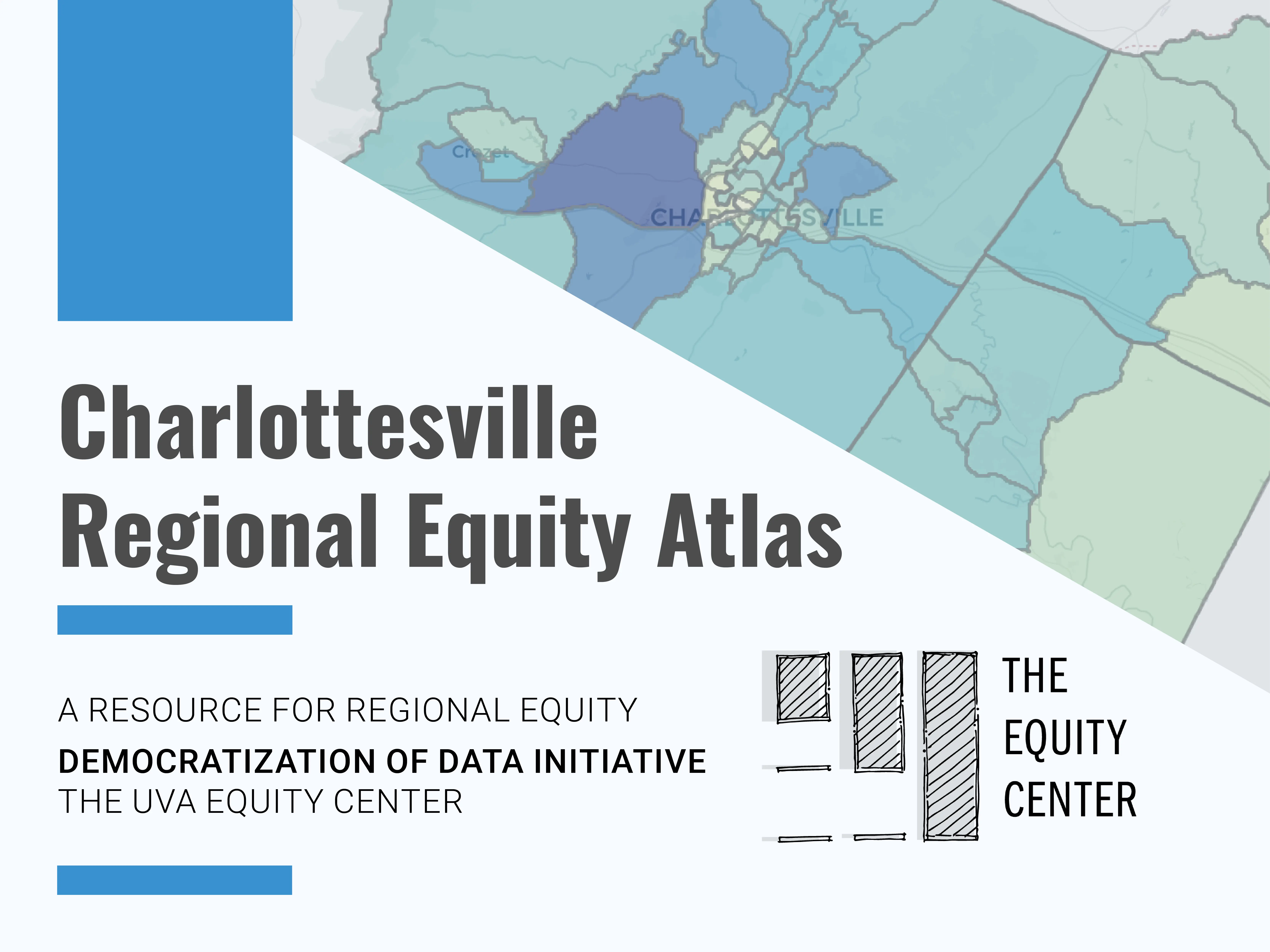 Charlottesville Regional Equity Atlas card with map image and equity center logo