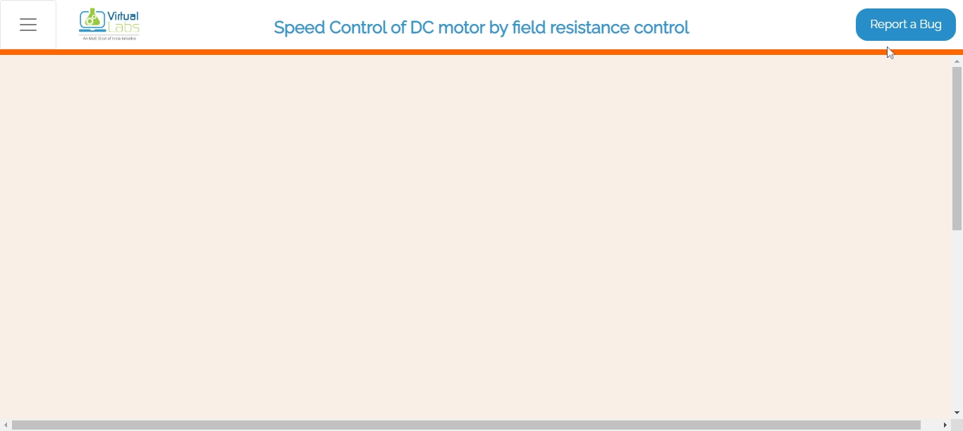[BUG REPORT] Virtual Labs SPEED CONTROL OF DC MOTOR BY FIELD RESISTANCE ...