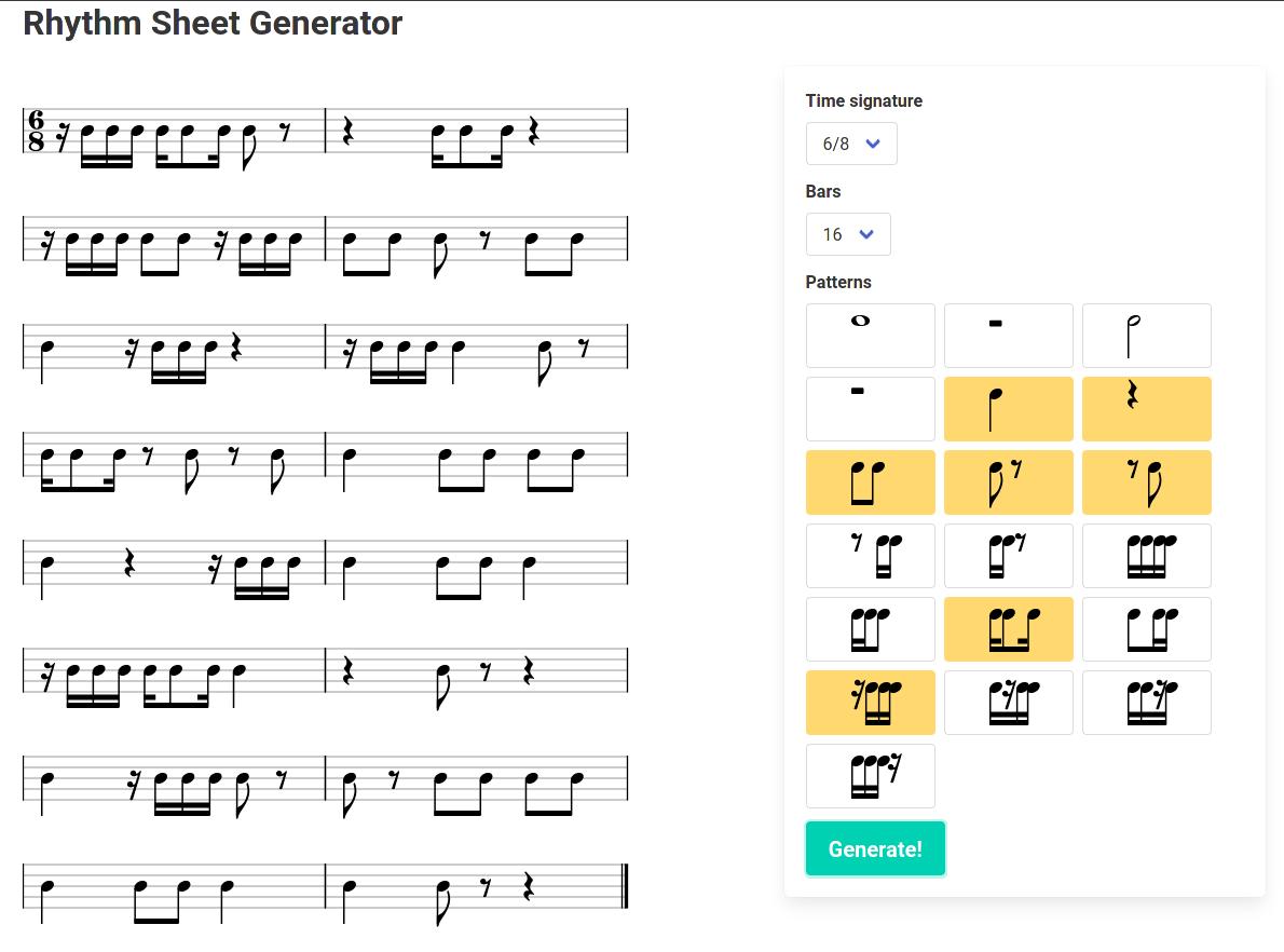 Rhythm Sheet Generator