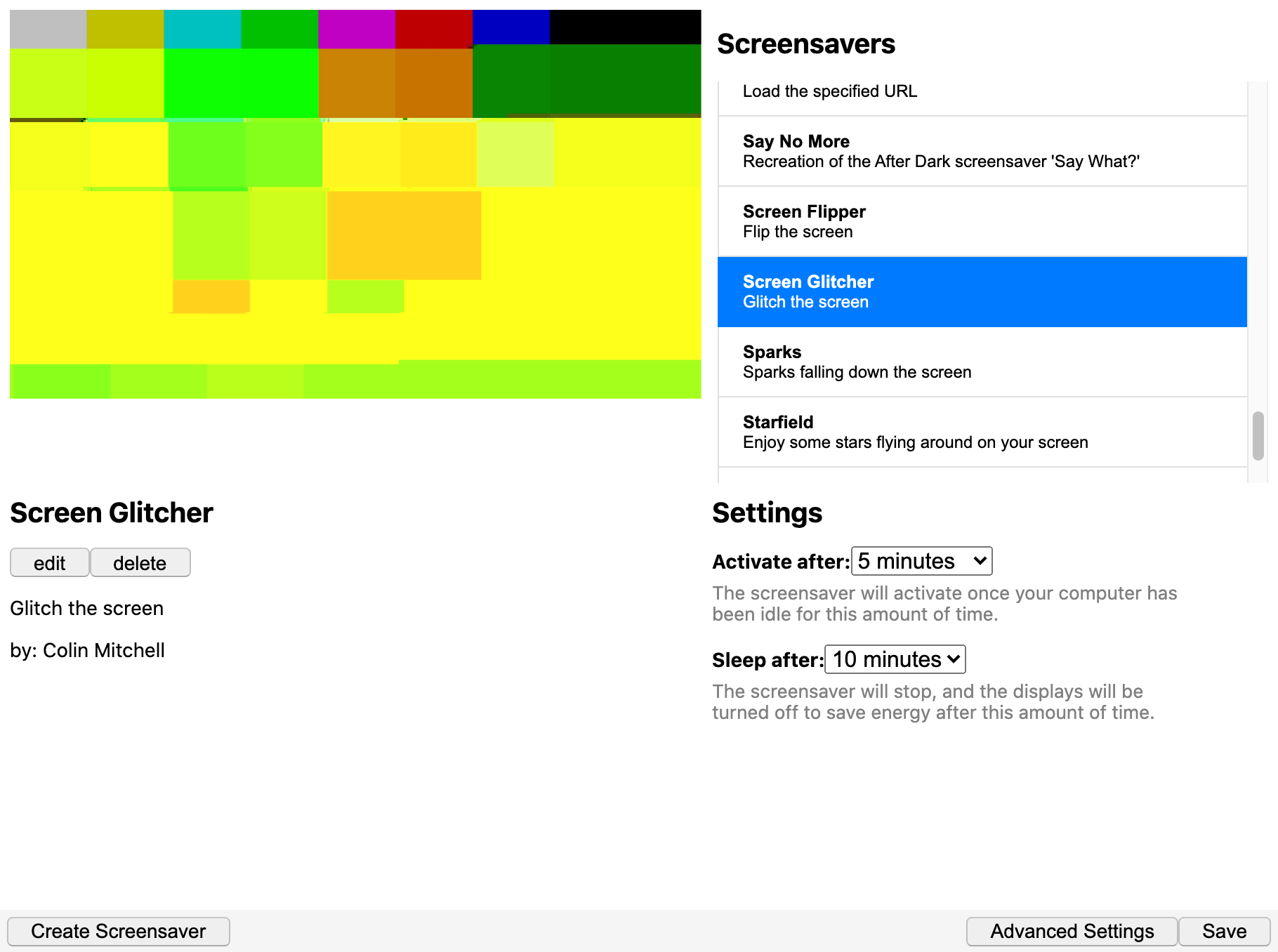 preferences window