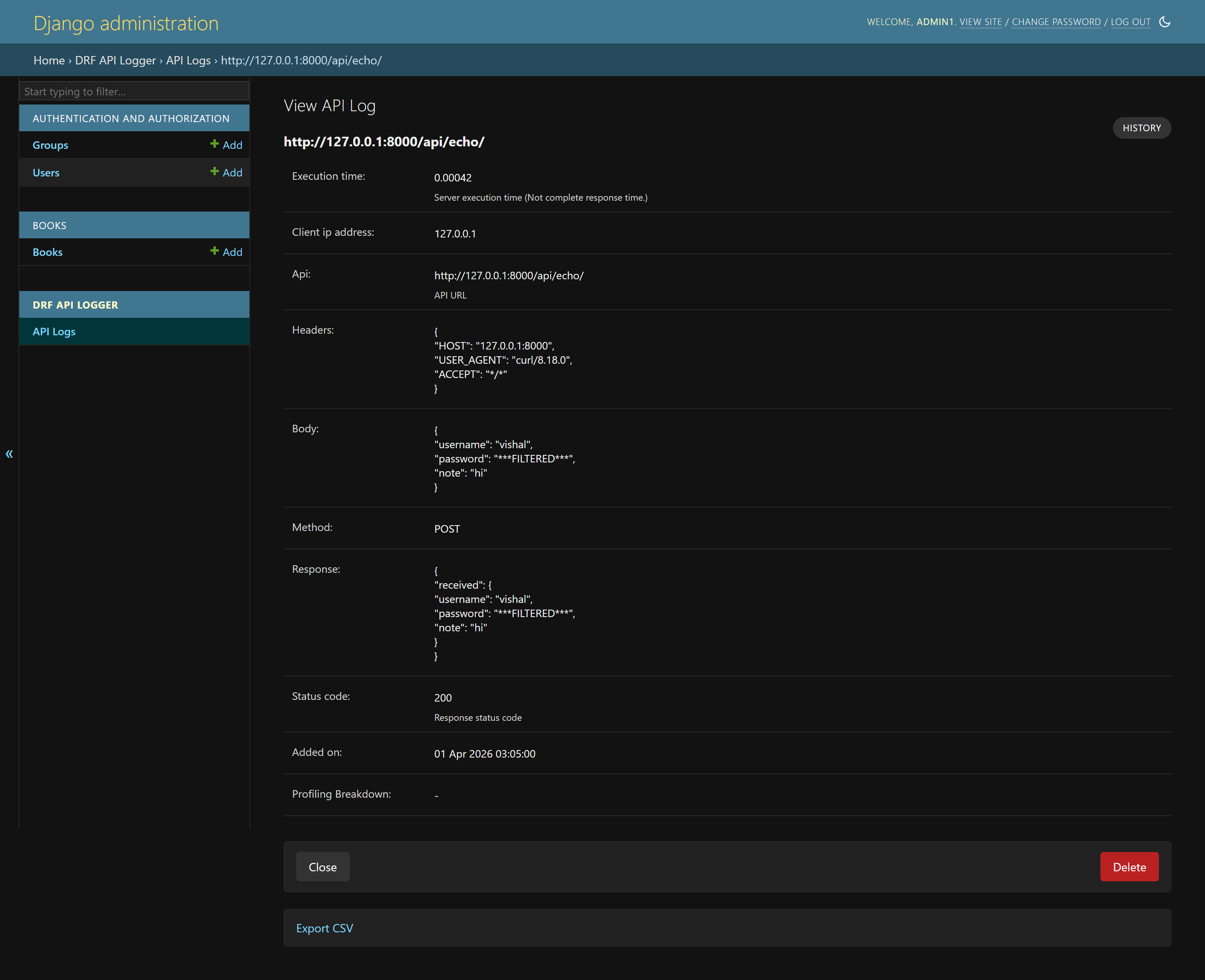 Log Detail - Masked Data