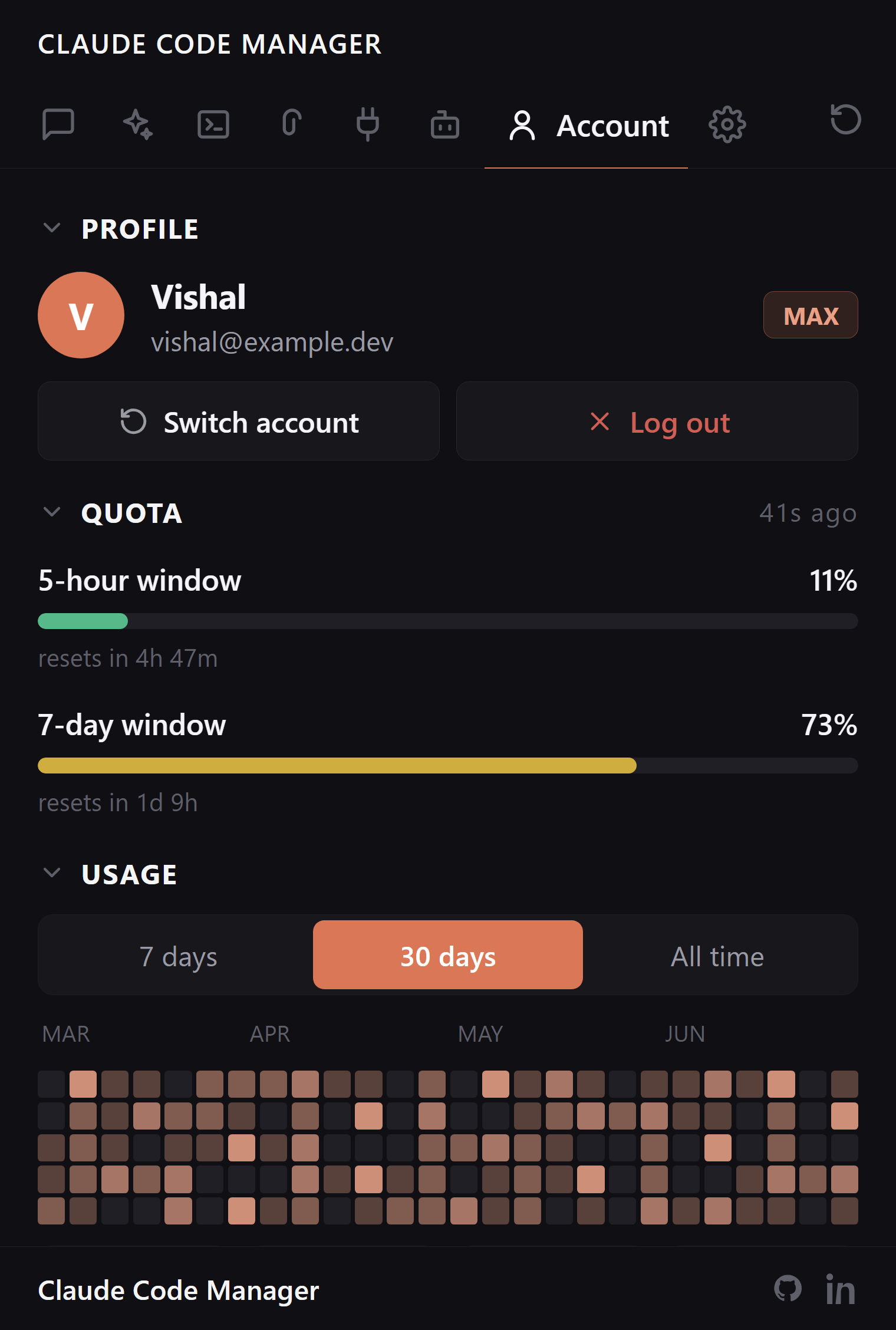 Account tab