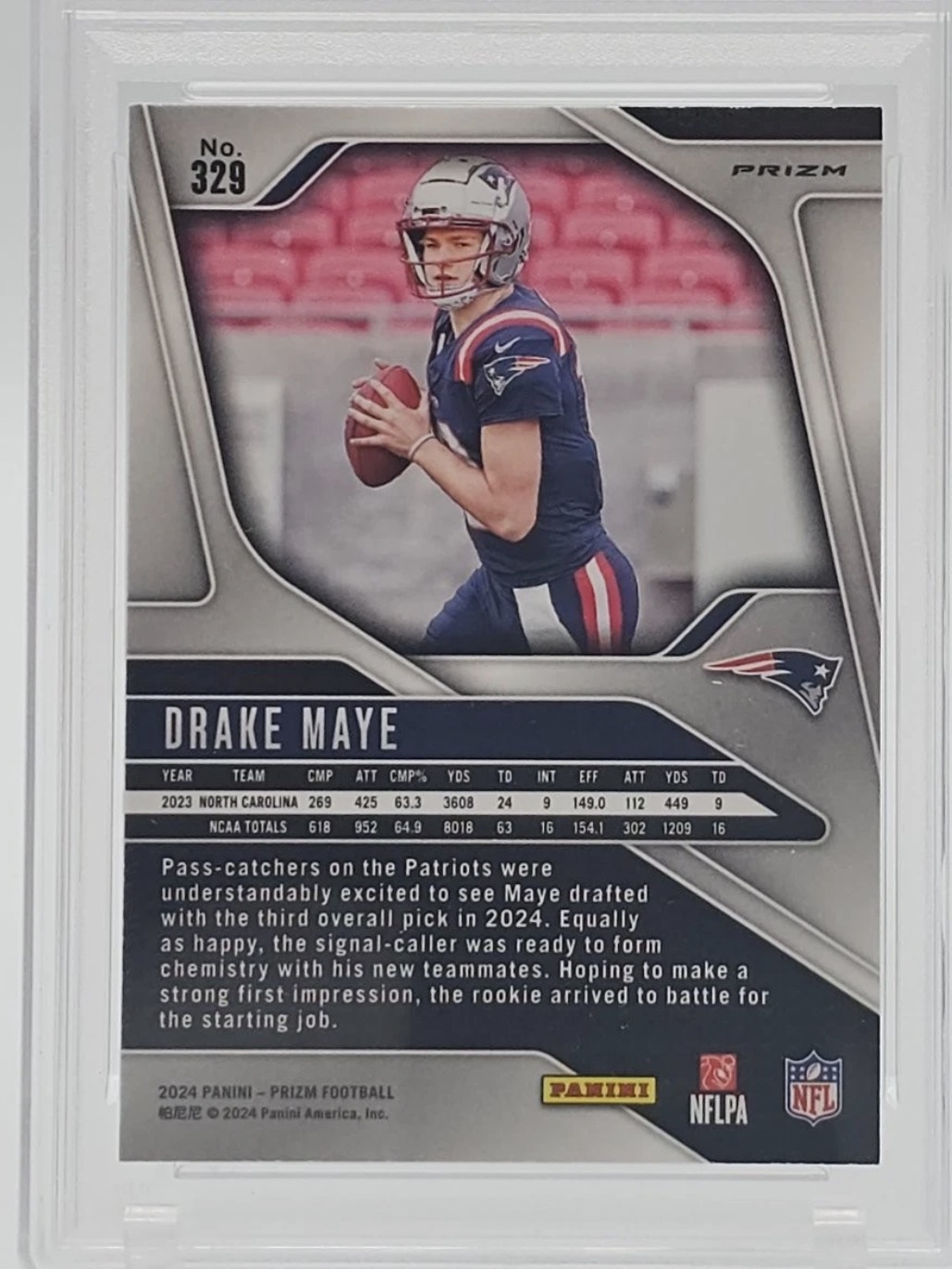 Drake Maye 2024 Panini Prizm back
