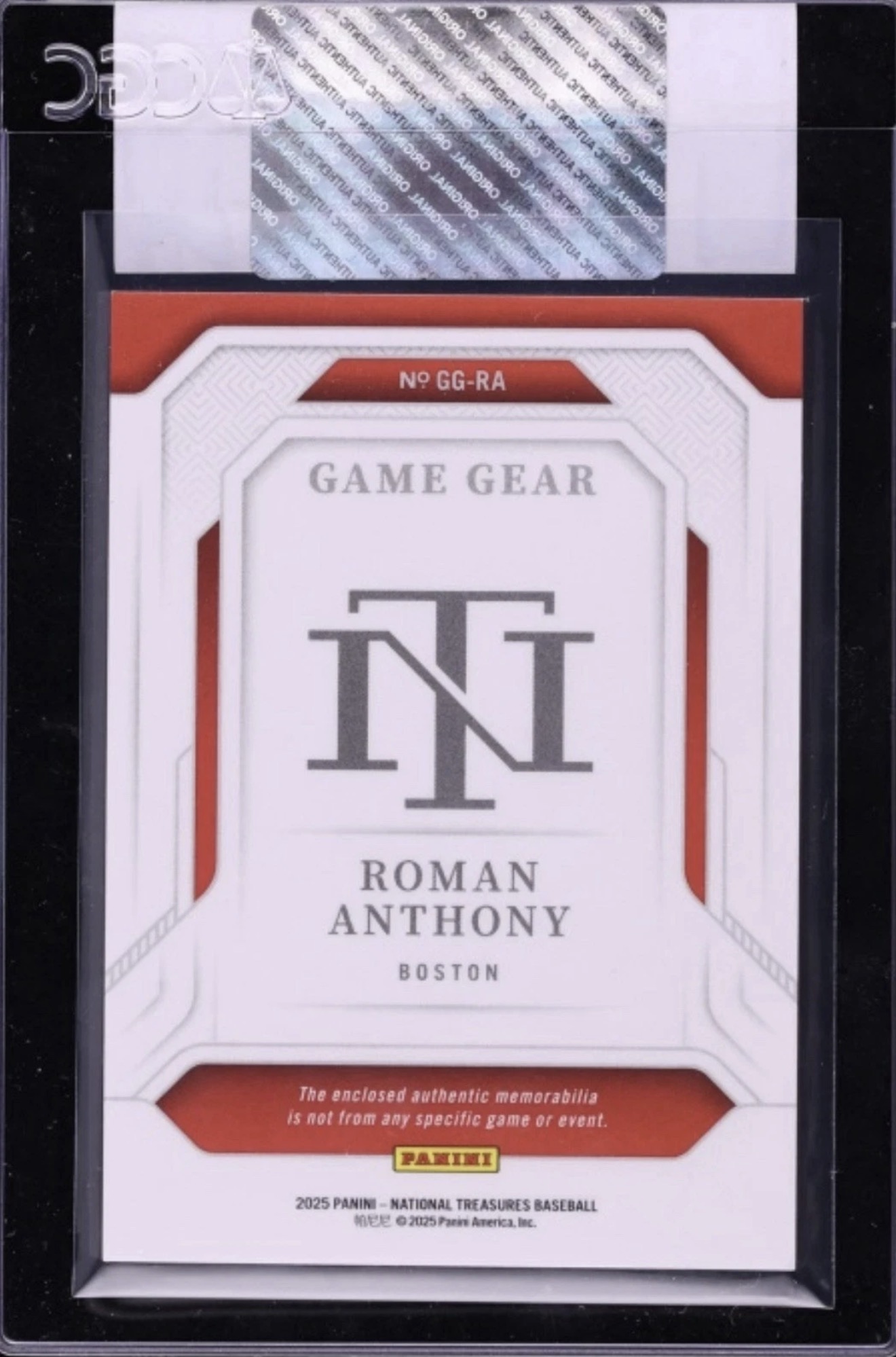 Roman Anthony 2025 Panini National Treasures back