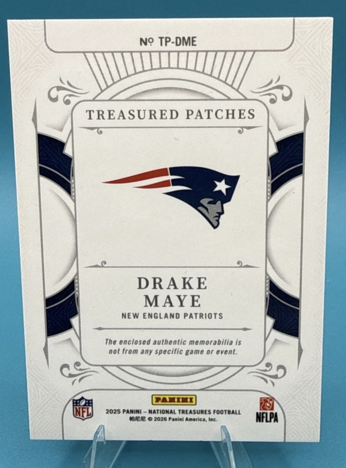 Drake Maye 2025 Panini National Treasures back