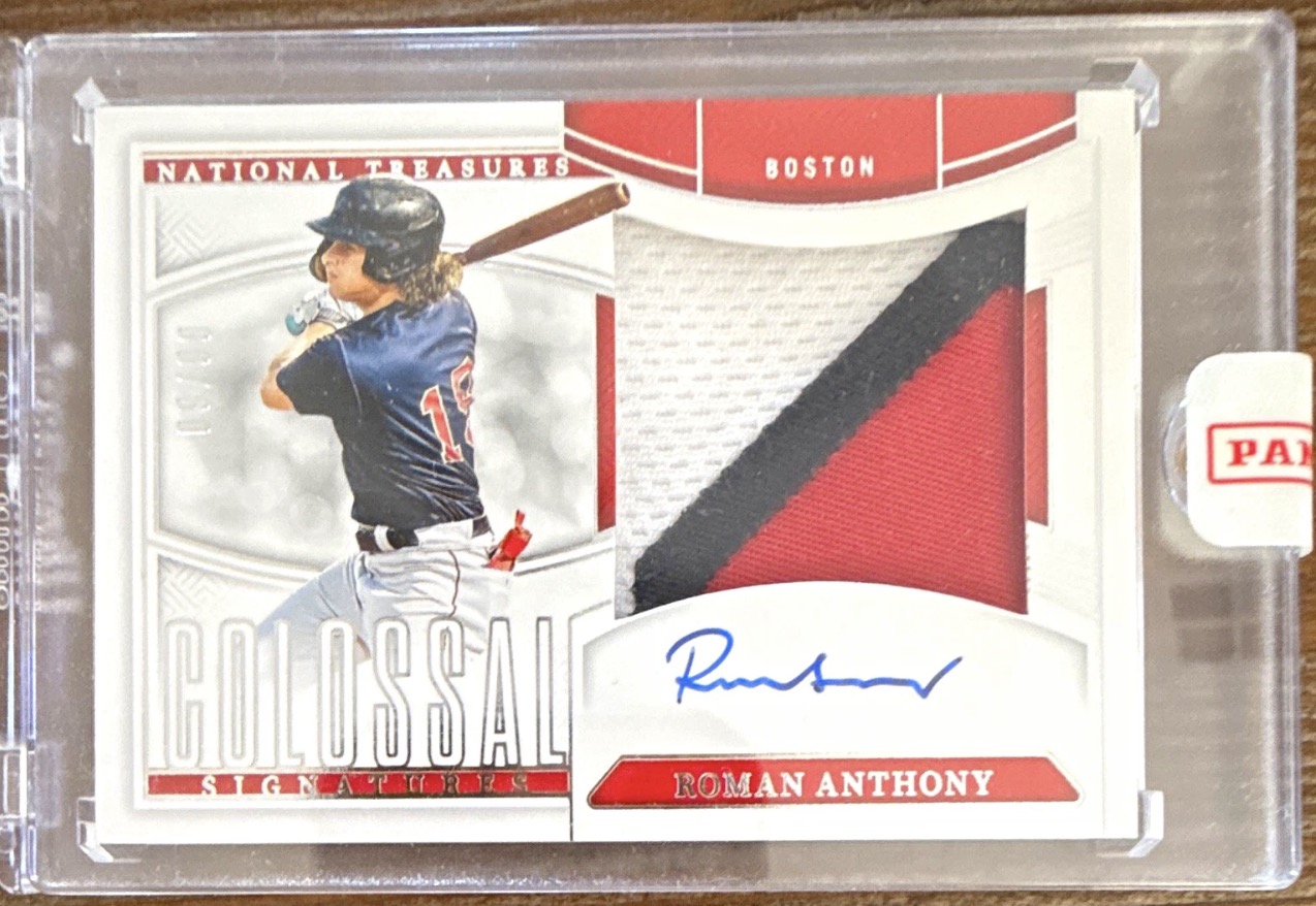 Roman Anthony 2025 Panini National Treasures Colossal Material Autograph
