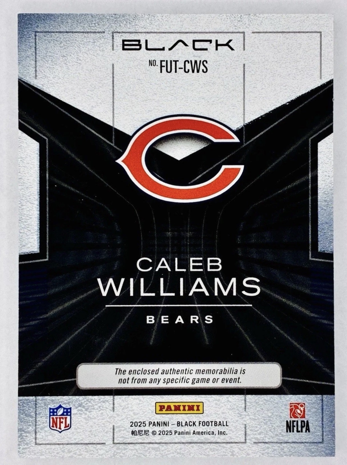 Caleb Williams 2025 Panini Black back