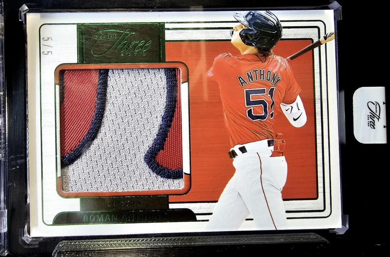 Roman Anthony 2024 Panini Three and Two Prospect Swatches Emerald