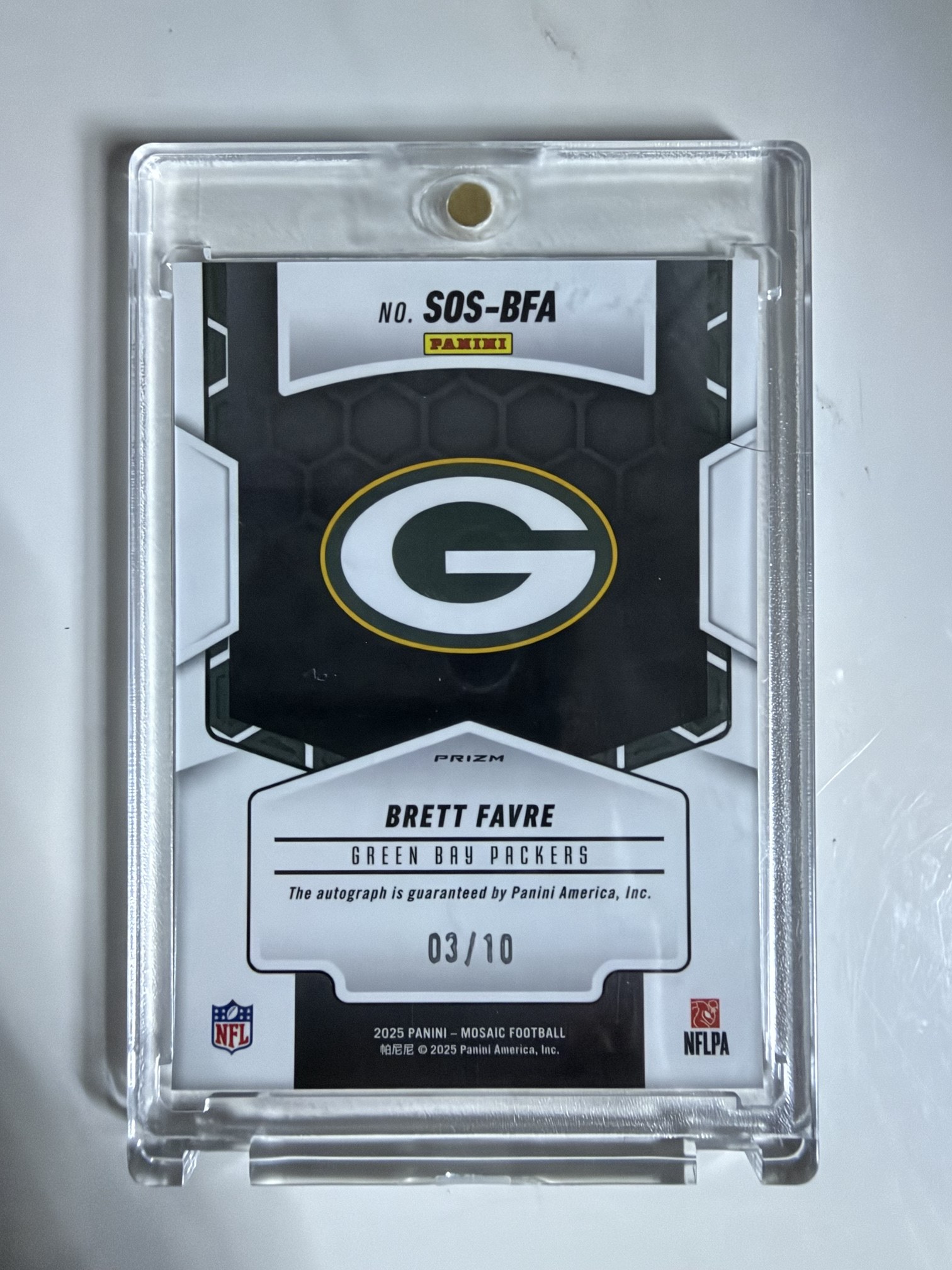 Brett Favre 2025 Panini Mosaic back