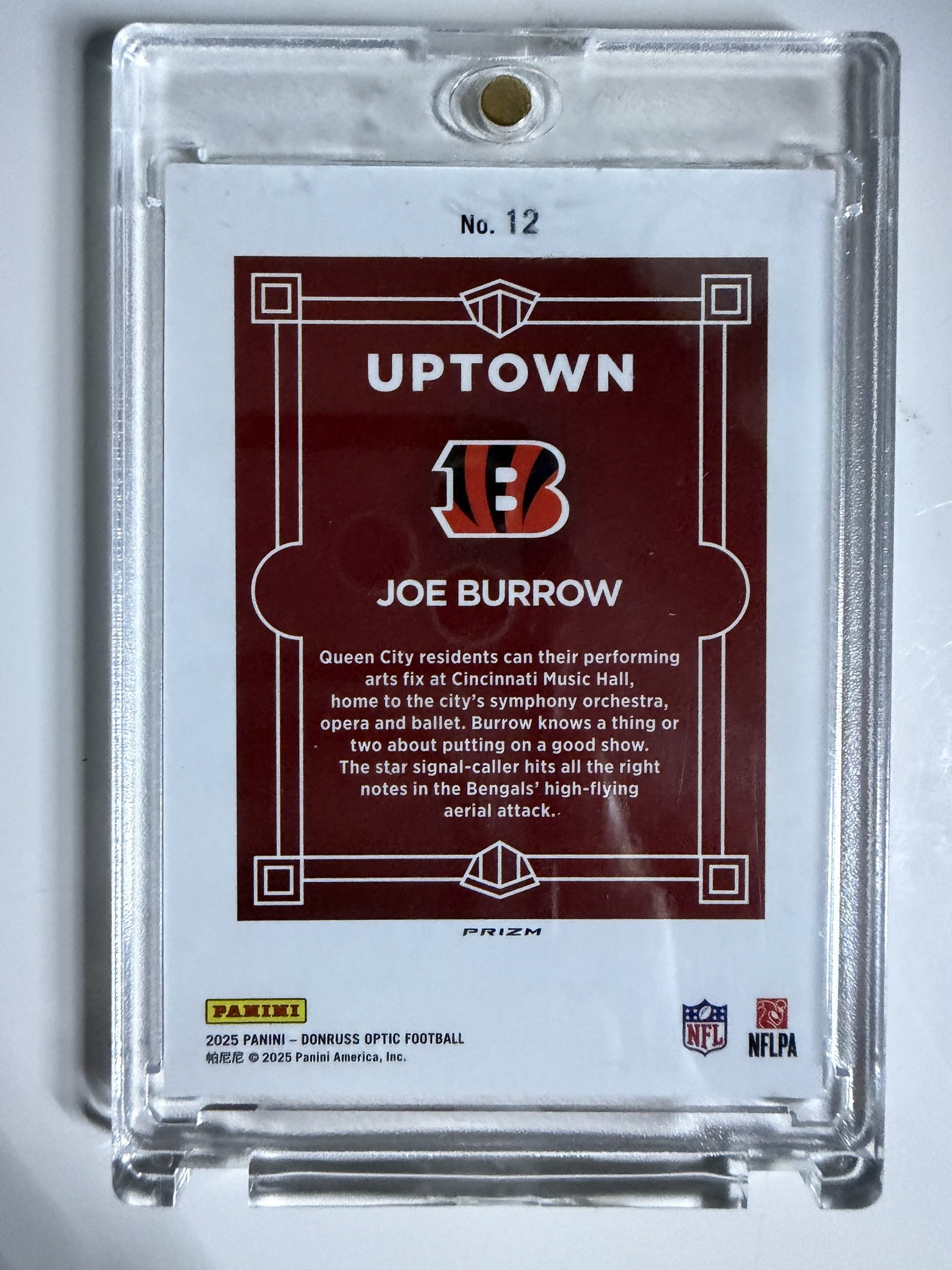 Joe Burrow 2025 Panini Donruss Optic back