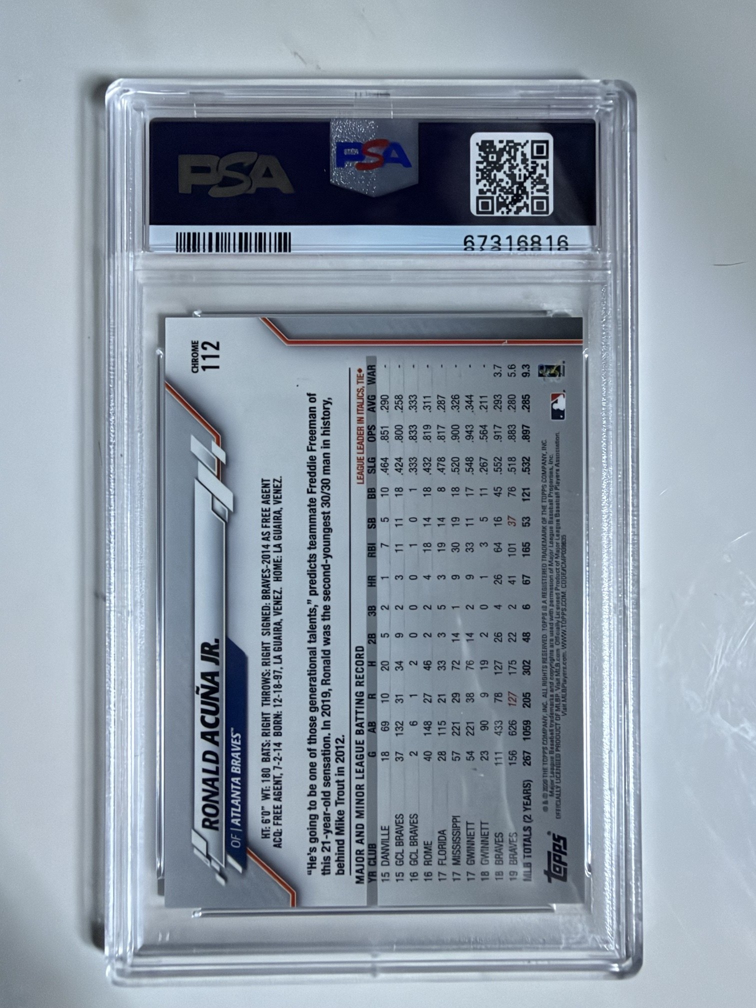 Ronald Acuna Jr. 2020 Topps Chrome back