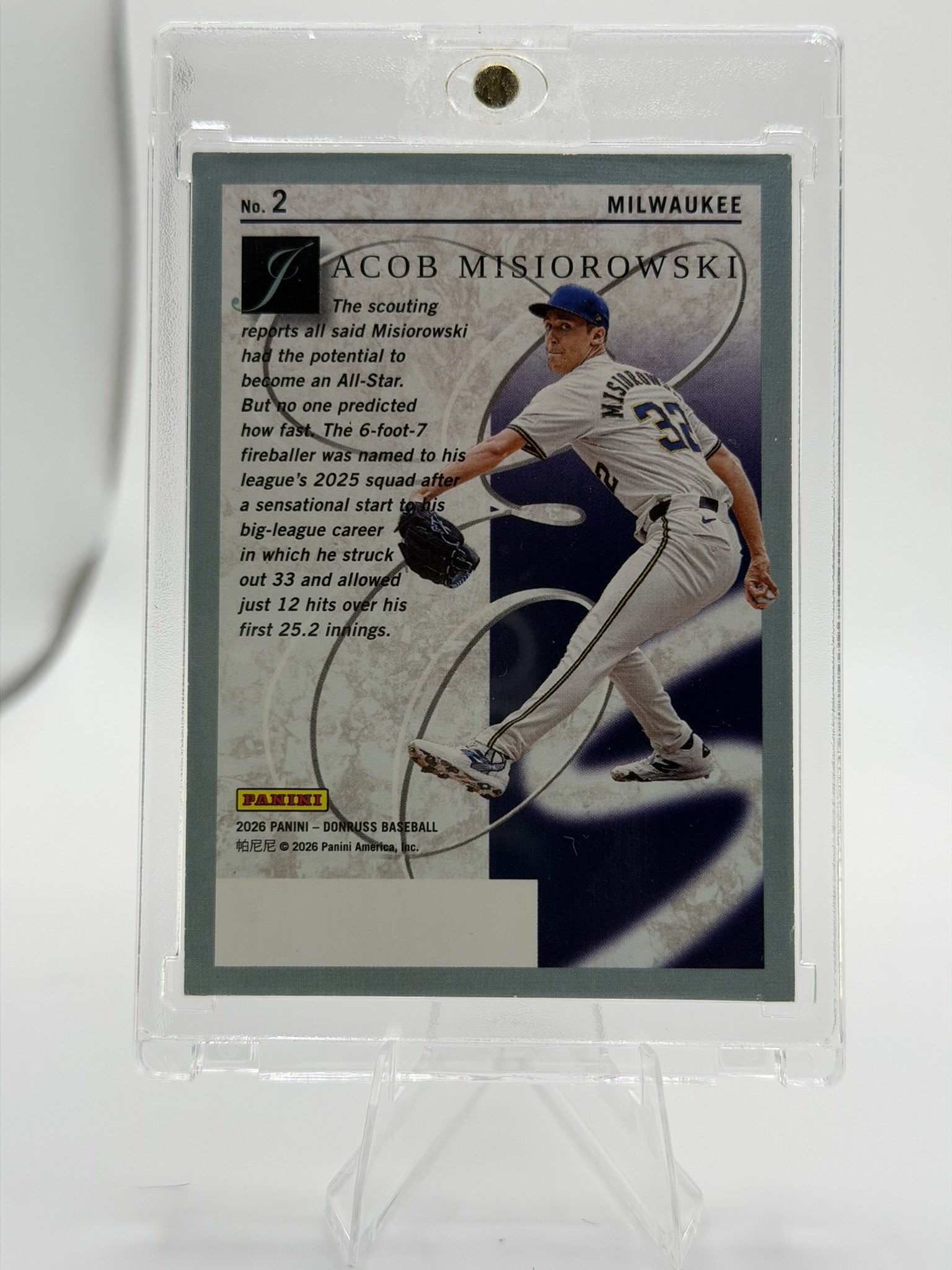 Jacob Misiorowski 2026 Panini Donruss back