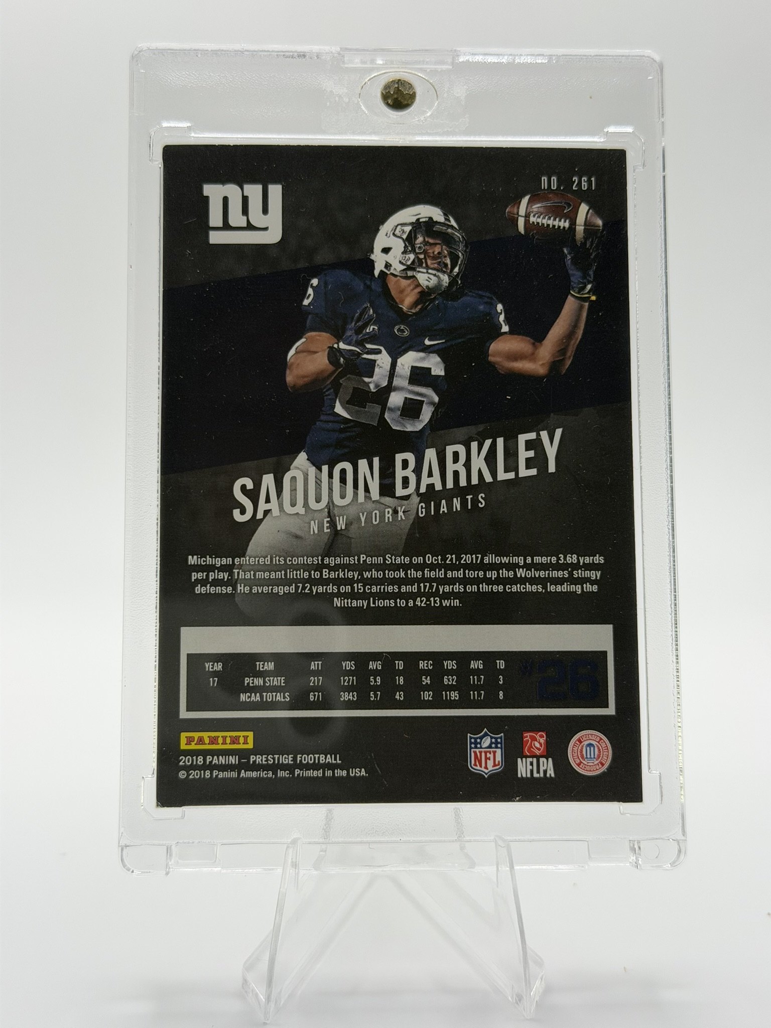 Saquon Barkley 2018 Panini Prestige back
