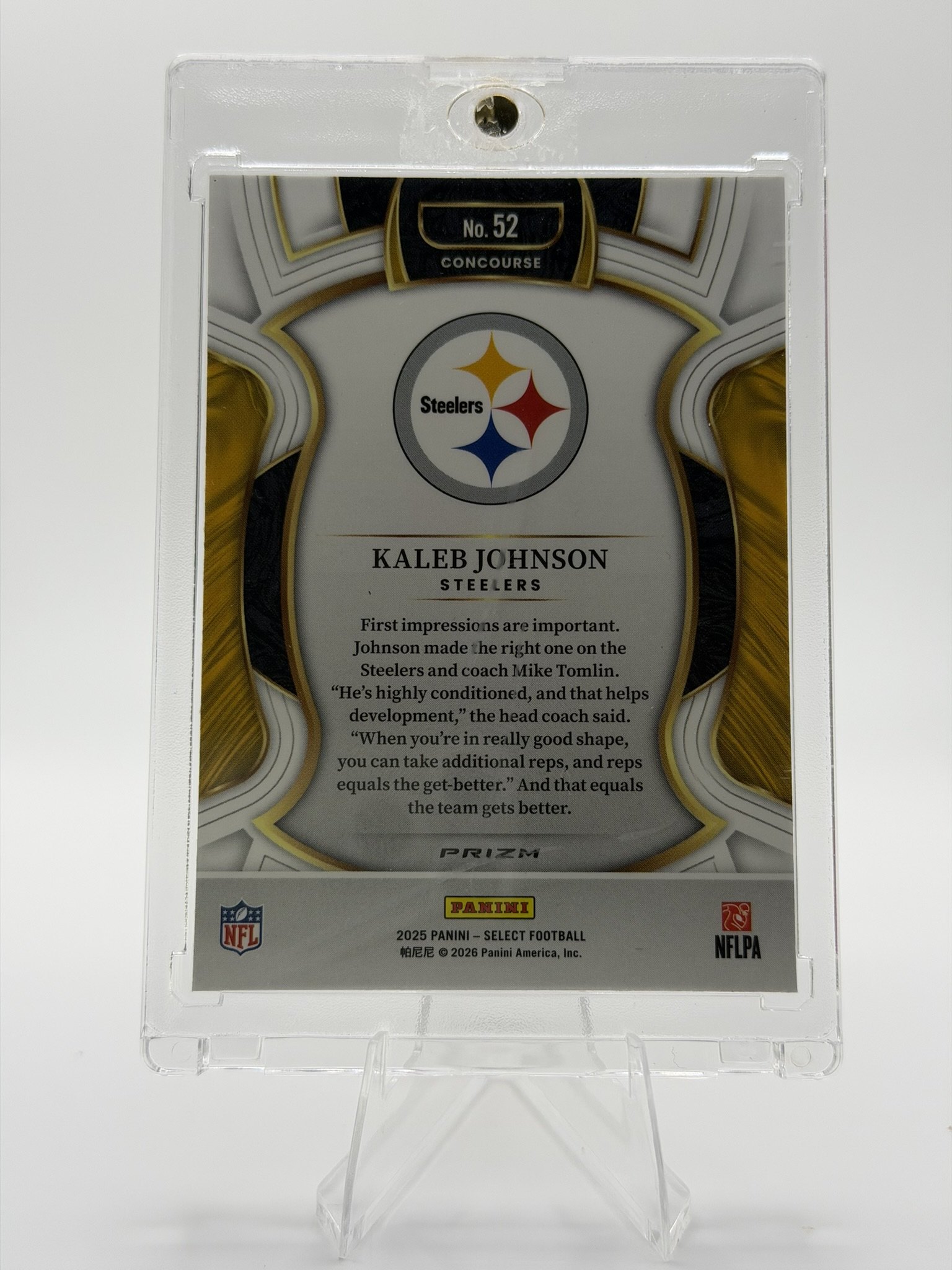 Kaleb Johnson 2025 Panini Select back