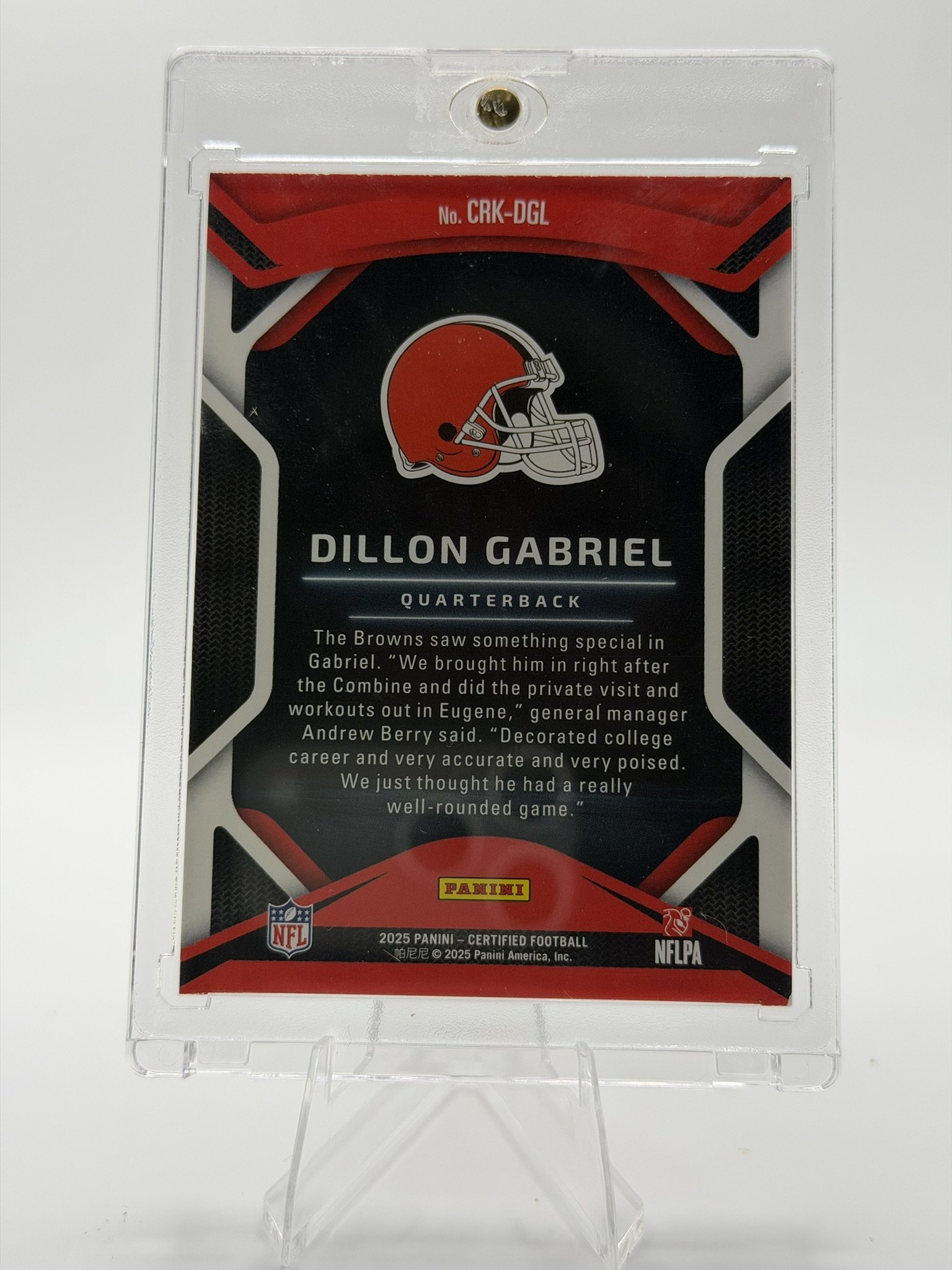 Dillon Gabriel 2025 Panini Certified back